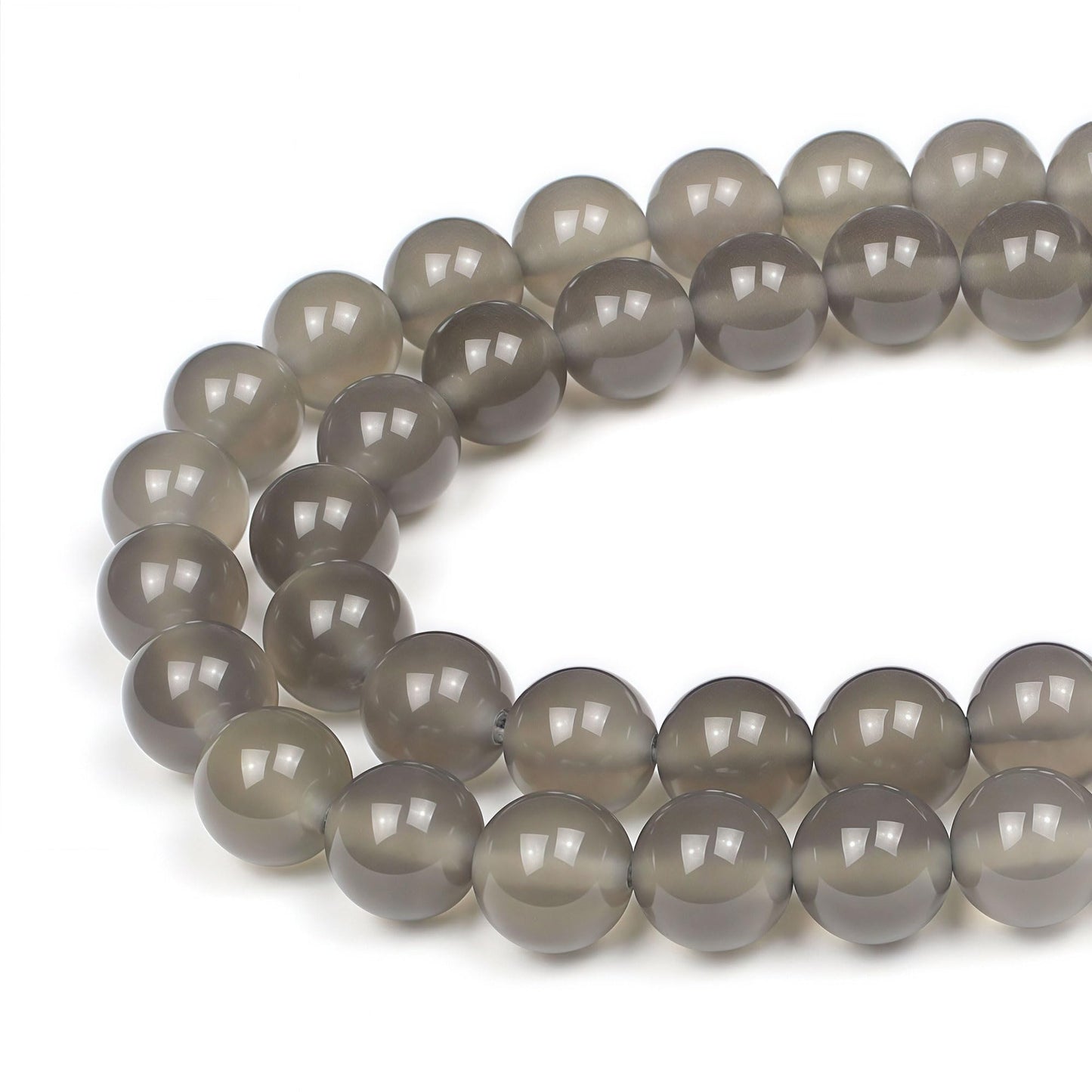 MJDCB 7A Natural Grey Agate Gemstone Round Stone Beads for Jewelry Making DIY Bracelet Necklace (12mm)