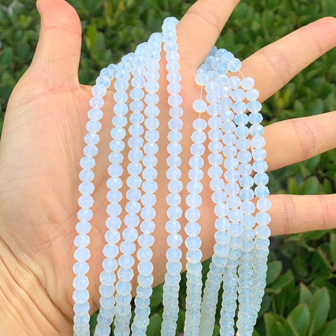 200pcs Czech Faceted Rondelle Crystal Glass Loose Beads 6mm Spacer Bulk White Opal for DIY Craft Jewelry Making CCR634