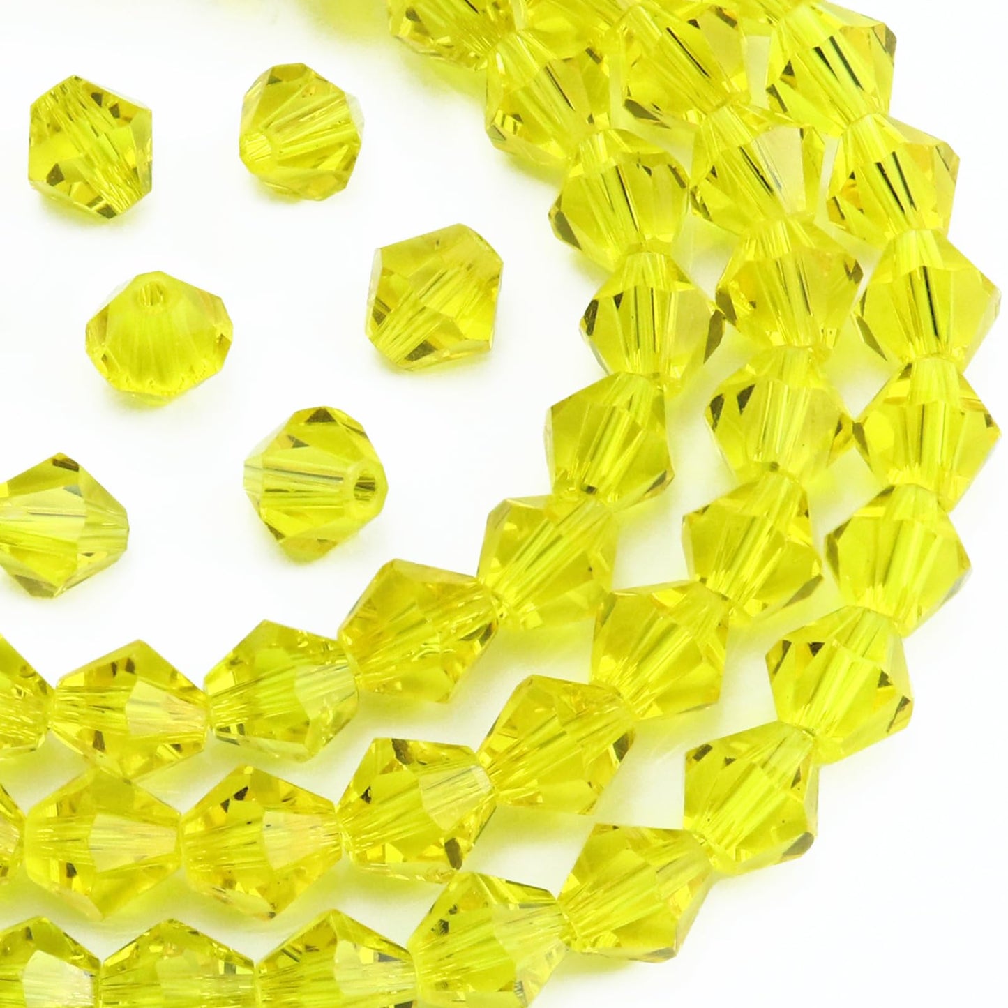 Dowarm 1000PCS 4MM Crystal Beads, Yellow Faceted Bicone Glass Beads for Jewelry Making, Craft, DIY Bracelet, Necklace, Dolls, Spacer