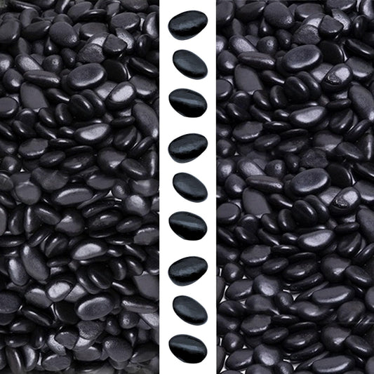 gemshan 2lb Black Pebbles for Plants Polished Stone Bulk 7mm-9mm River Rocks for Aquarium Vase Plant Decoration