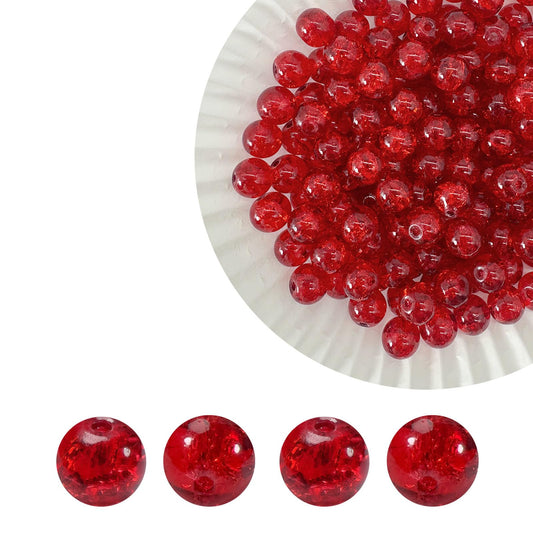 PAMIR TONG 400pcs 8mm Round Crackle Red Glass Beads for Bracelet Pretty Smooth Loose Beads for Necklace-Earring-Jewelry Making, Home Deco and DIY Crafts & Projects