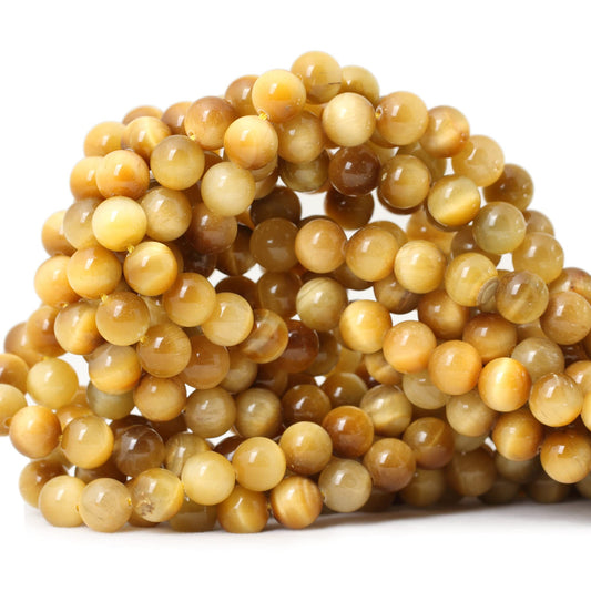 CHEAVIAN 45PCS 8mm Natural Golden Tiger Eye Stone Round Loose Beads for Jewelry Making DIY Bracelet Necklace Materials 1 Strand 15"