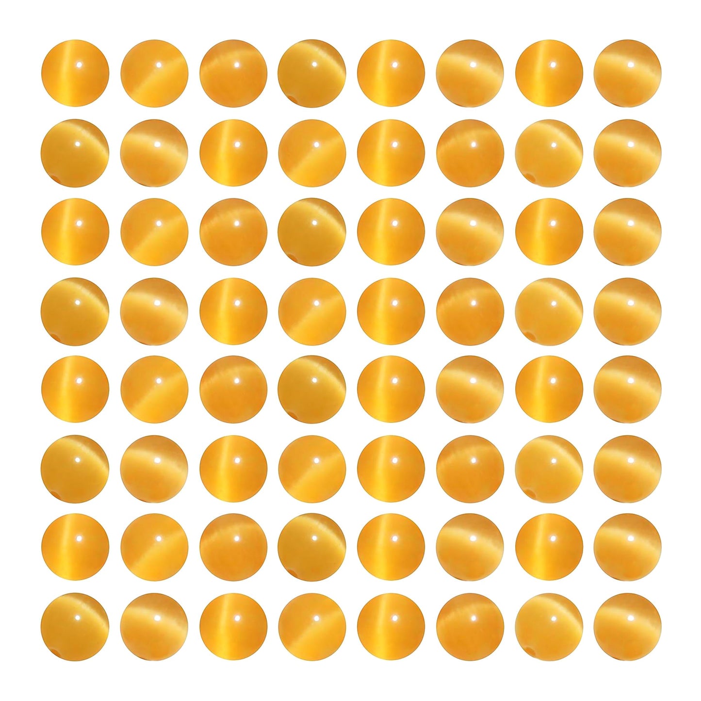 MJDCB 60pcs Golden Yellow Cat Eye Stone Beads 6mm Round Crystal Loose Bead for Jewelry Making DIY Bracelets Necklace Accessories