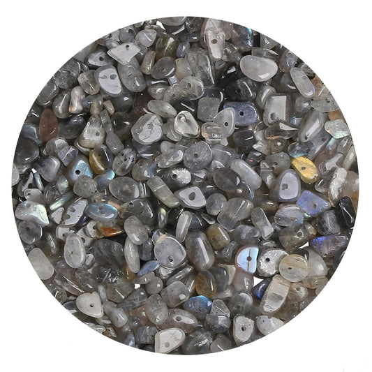 Natural Chip Stone Beads 450pcs Labradorite Chips 5-8mm Genuine Real Irregular Healing Crystal Rocks Hole Drilled DIY Loose Gemstone Beads for Jewelry Making Bracelet Earrings Necklace Crafting
