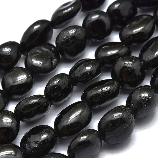 Fashewelry 43Pcs Irregular Natural Black Tourmaline Stone Beads Nugget Tumbled Chakra Healing Gemstone Beads Crystal Healing Loose Beads 8-10x7-8mm for Earring Bracelet Necklace Jewelry