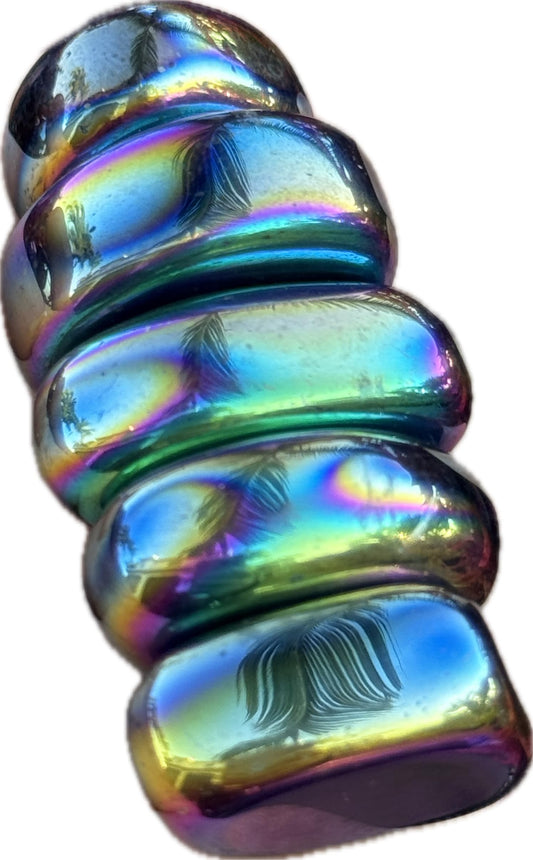 GAF TREASURES 5 Pcs Rainbow Magnetic Hematite Tumbled Stones, Polished Natural Rainbow Magnetic Hematite Gemstone, Rainbow Magnetic Hematite Healing Crystals (Rainbow Magnetic Hematite)