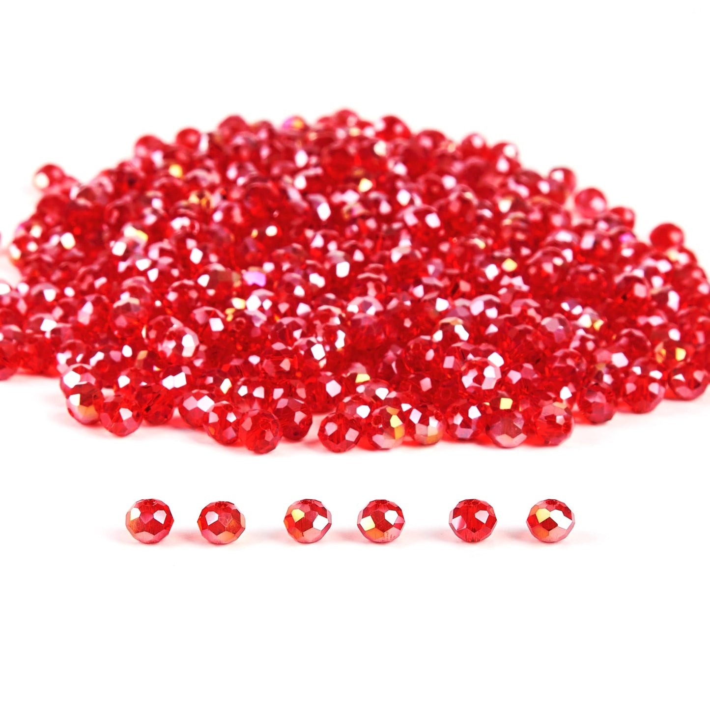 Laopottbeads 1200Pcs 4mm Crystal Glass Beads for Jewelry Making Beads for Bracelets Necklace Pendants Making Supplies(Red)
