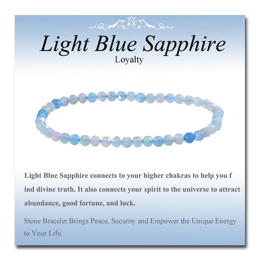MASSIVE BEADS Natural Genuine Gemstone Beads Healing Crystal Chakra Reiki Jewelry Faceted Round Beads Bracelets (Light Blue Sapphire, 3mm)