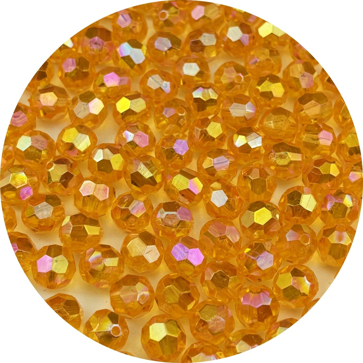 Pinhoollgo 200pcs 10mm Acrylic Faceted Round Beads AB Colors Glossy Acrylic Beads Round Spacer Beads with Hole for DIY Bracelet Necklace Jewelry Making Supplies Handmade Craft(Orange AB)
