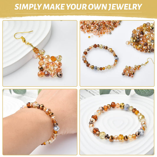 KINGSHINE Faceted Rondelle Glass Beads for Jewelry Making AB Color 1000pcs Crystal Spacer Beads,Assorted Jewelry Beads for Bracelets Necklaces Accessories