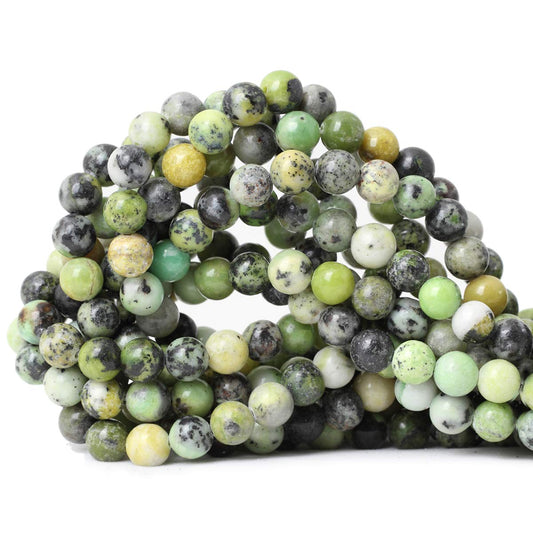CHEAVIAN 45PCS 8mm Natural Australian Jade Stone Beads Round Loose Beads for Jewelry Making DIY Handmade Materials 1 Strand 15"