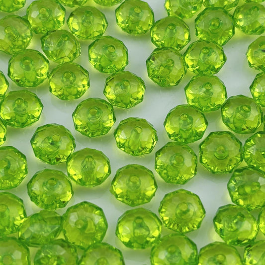 YHYPOCI 100pcs 12mm Acrylic Crystal Beads, Faceted Rondelle Acrylic Spacer Beads for Wind Chimes Bracelet Necklace Earring Keychain Jewelry Making DIY Crafts(Light Green)