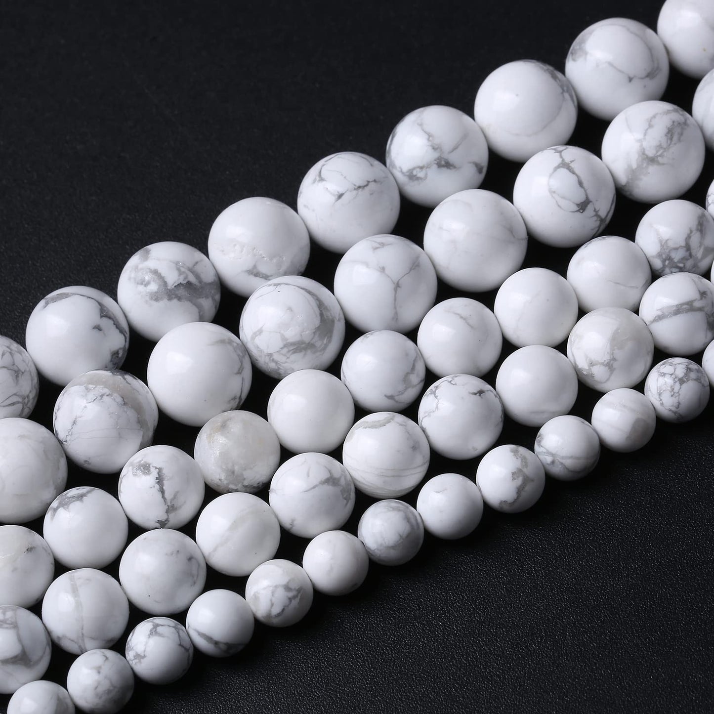 12MM 30PCS Natural Stone White Howlite Turquoise Crystal Beads for Jewelry Making DIY Bracelet