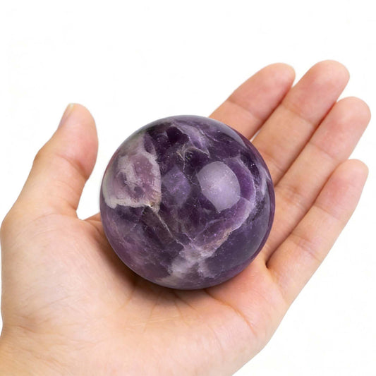 AierCrystal Natural Stone Crystal Sphere Feng Shui Home Decoration Ball Positive Energy Scrying Orb for Meditation Tool for Spiritual Space Purification Globe(Diameter5-6cm Amethyst Sphere)