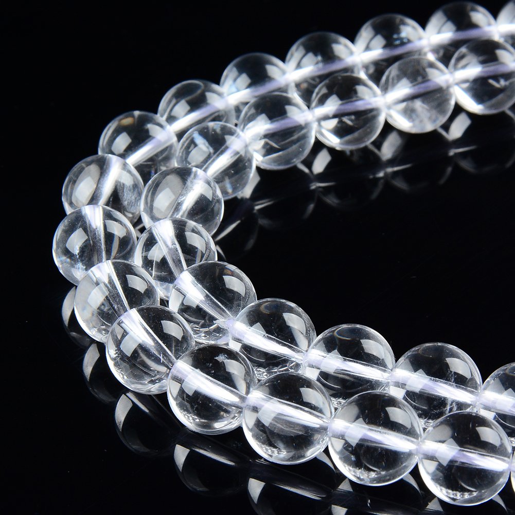 PLTbeads Gorgeous Natural Gemstone Loose Beads Smooth Round Approxi 15.5 inch DIY Bracelet Necklace for Jewelry Making (6mm, Smooth Crystal Quartz)