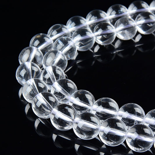 PLTbeads Gorgeous Natural Gemstone Loose Beads Smooth Round Approxi 15.5 inch DIY Bracelet Necklace for Jewelry Making (6mm, Smooth Crystal Quartz)