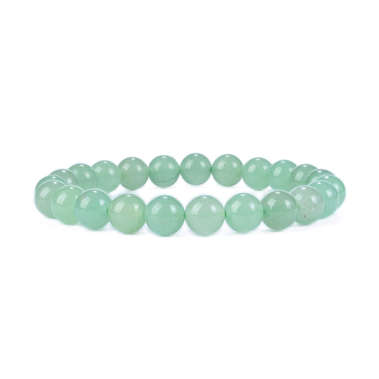 Cherry Tree Collection Green Aventurine Beaded Bracelet – Genuine 8mm Gemstone Stretch Bracelet for Men & Women – Handmade Crystal Bracelet - (Green Aventurine - S)