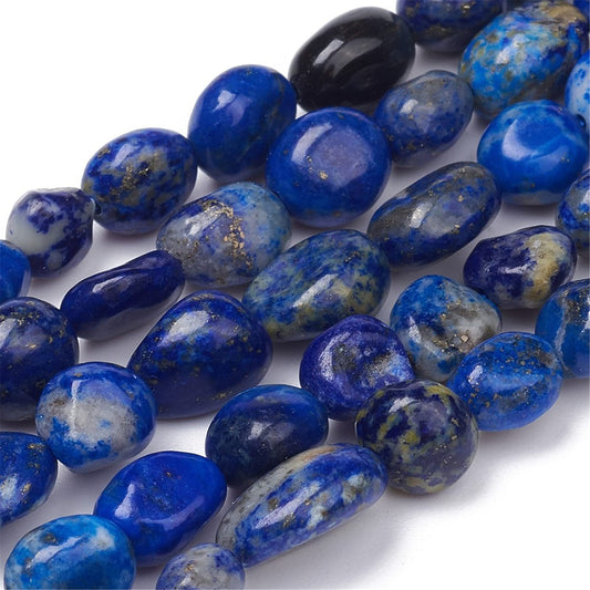 Fashewelry 60Pcs Irregular Natural Lapis Lazuli Beads Nugget Tumbled Chakra Gemstone Beads Crystal Healing Drilled Loose Beads 5-10x4-5mm for Earring Bracelet Necklace Jewelry Making
