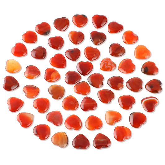 Gerrii 50 Pcs Heart Healing Stone Bulk Quartz Heart Inspirational Stones Gift for Women Love Pocket Polished Natural Energy Balancing Meditation 0.8 Inch(Red Carnelian Agate)