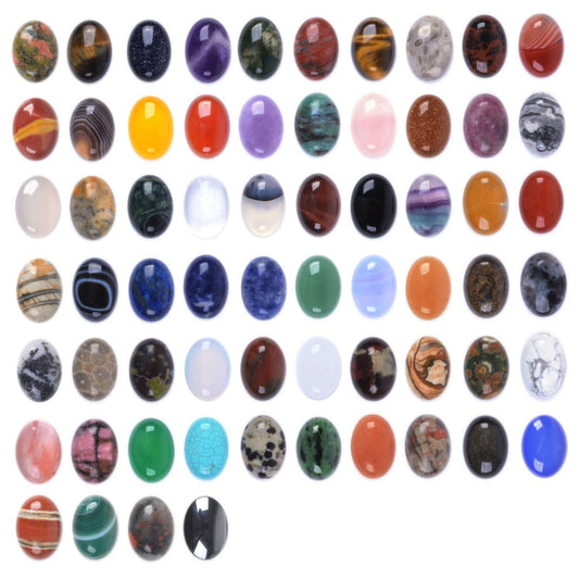 Wholesale Lot 24pcs Multi-color 18mm Gemstone Oval Cab Cabochon For Jewelry Making