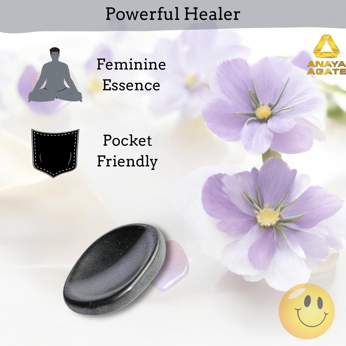 Anaya Agate Hematite Worry Stones Certified Crystal Thumb Worry Stone for Anguish, Relaxing and Soothing Balance Stones for Meditation, Stress Relief Crystals and Healing Stones for Men, Women
