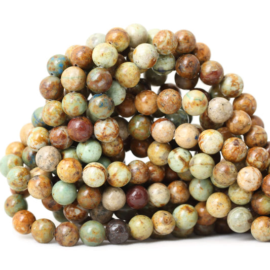 CHEAVIAN 45PCS 8mm Natural Peacock Turquoise Gemstone Round Loose Beads for DIY Bracelet Necklace Earrings Jewelry Making 1 String 15 Inches
