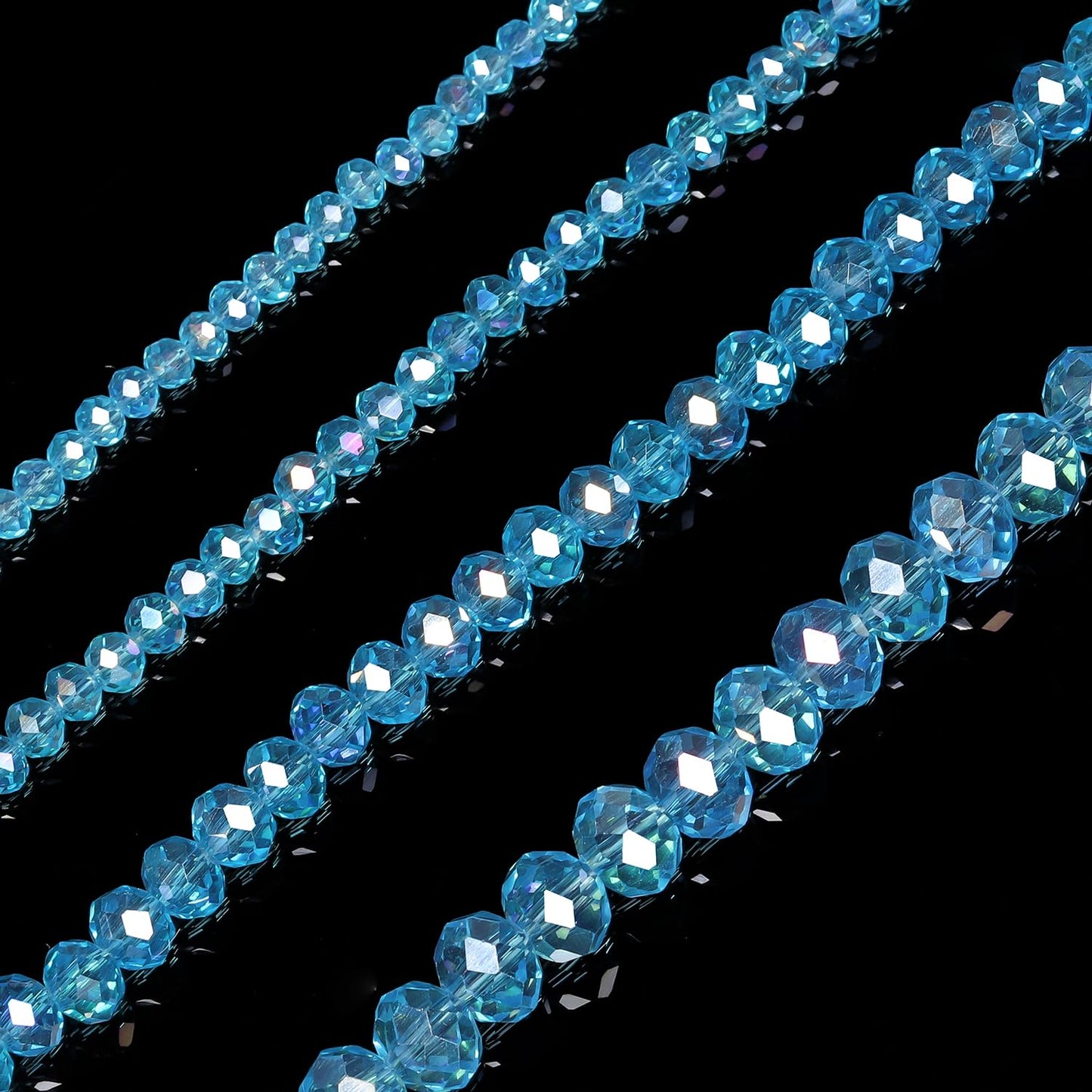 NITOPUPU 500pcs 6mm Crystal Glass Beads for Jewelry Making Faceted Rondelle Flat Beads for Bracelets Necklace Earrings DIY Crafts (Lake Blue Crystal AB Bead)