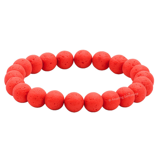 Amazing Gemstone Crystal Bracelet for Women Men's Gifts - Protection Healing Crystal Bracelet - 8mm Gemstone Beaded Stretchable Bracelet Pulseras Para Hombres Mujer Stocking Stuffers Mothers Day Gift (Red lava)