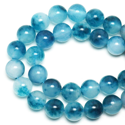 DIQIO Jade Stone Beads for Jewelry Making - 6mm Gemstone Round Loose Beads for Bracelets(58-60pcs, Blue Cloudy Jade)