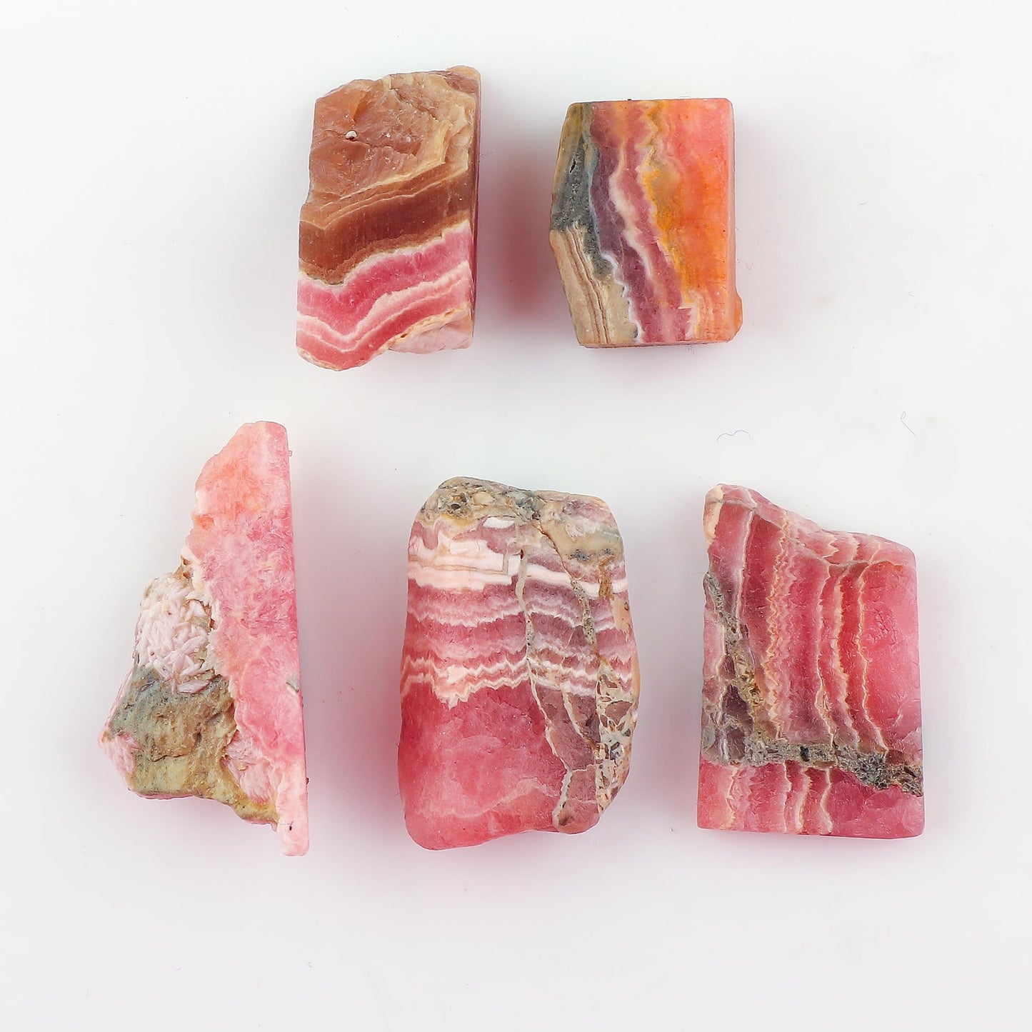 CRYSTALINES 5pcs Wholesale Natural Raw Rhodochrosite Gemstone, Untretaed Rough Stone, Bulk Loose Supplies, DIY Crafts-Jewelry Making, Birthstone, Wire Wrapping, Gem Collection