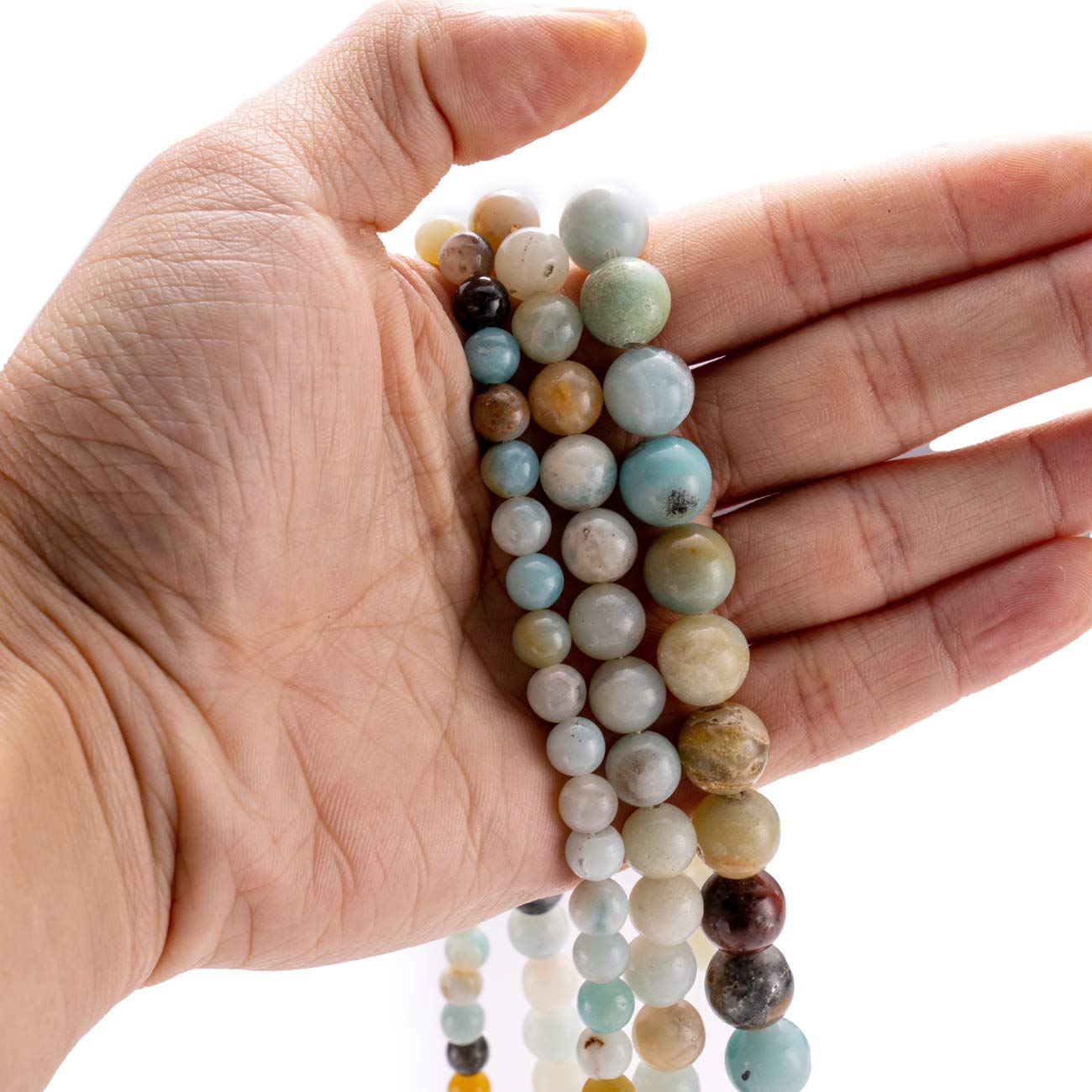 BEADIA Natural Amazonite Jade Stone Round Loose Semi Gemstone Beads for Jewelry Making 10MM 38PCS