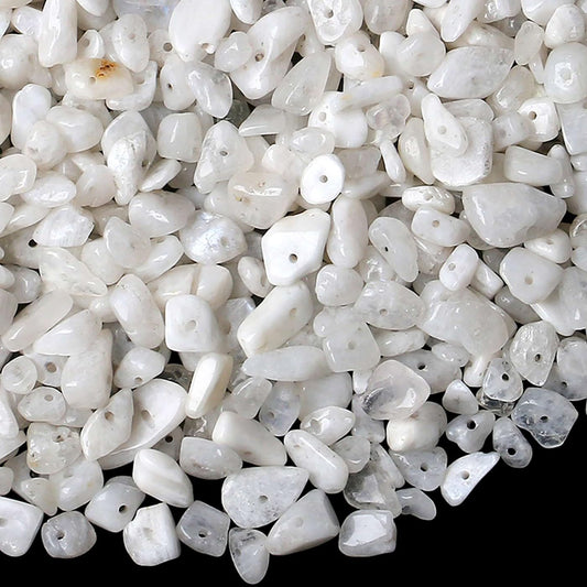LAIDANLA Moonstone 400pcs Natural Chip Stone Beads 5-8mm Healing Crystal Irregular Gemstones Drilled DIY Loose Rocks Bead Crystal for Bracelet Earrings Necklace Jewelry Making Crafting