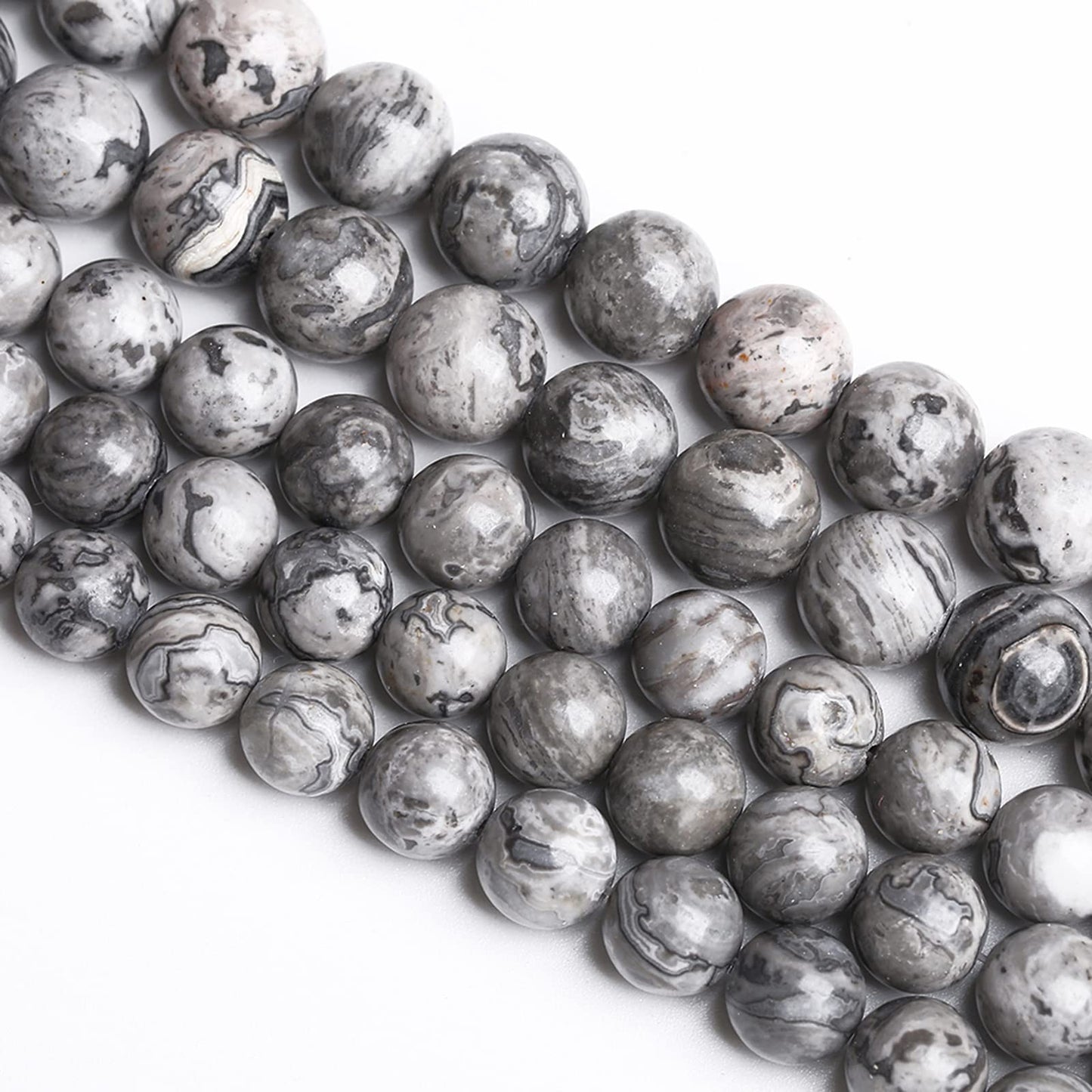 6MM 60PCS Natural Stone Map Jasper Loose Beads for Jewelry Making DIY Bracelet