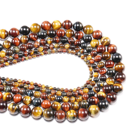 Gemstone Beads for Jewelry Making, Sold per Bag 5 Strands Inside, Mix Tiger Eyes Stone 8mm