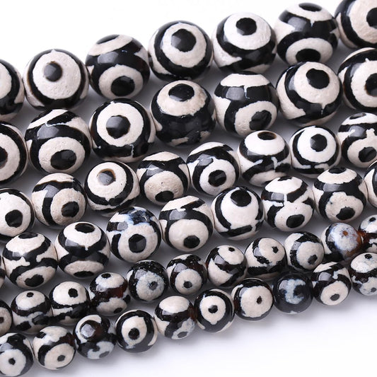36PCS 10MM Natural Tibetan Stone Beads Round Loose Stone Beads for Jewelry Making DIY Energy Stone Healing Power Bracelet 15"