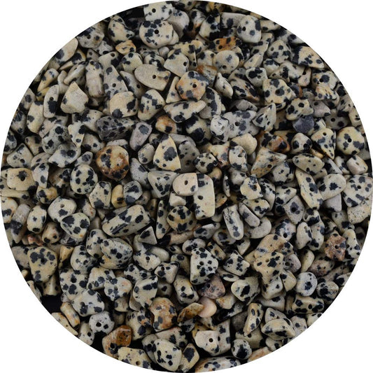 Natural Chip Stone Beads Dalmation Spot 5-8mm About 400 pieces Irregular Gemstones Healing Crystal Loose Rocks Bead Hole Drilled DIY for Bracelet Jewelry Making Crafting (5-8mm, Dalmation Spot Jasper)