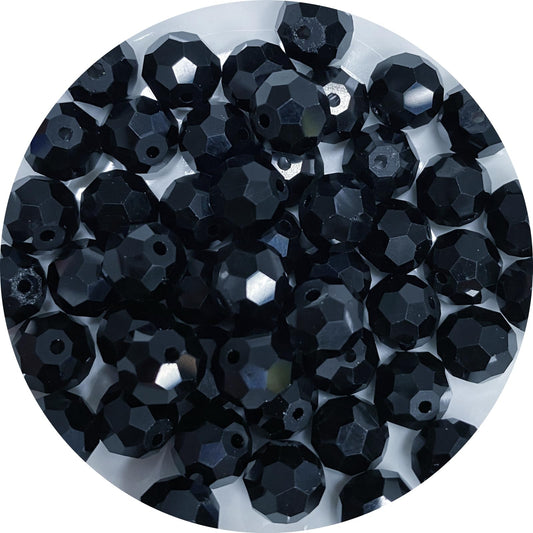 Xinhongo Crystal Glass Beads 50 Pieces 10mm Round Faceted Glass Spacer Beads for Jewelry Making Bracelet Earring Necklace DIY Craft Supplies(Black)