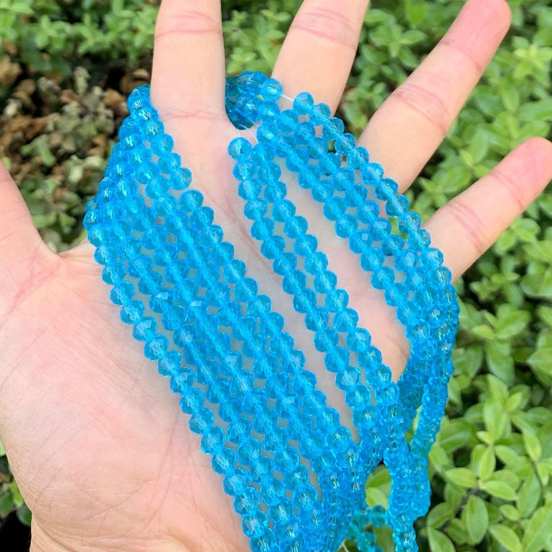 1000pcs Czech Faceted Rondelle Crystal Glass Loose Beads 6mm Spacer Bulk Aquamarine Blue for DIY Craft Jewelry Making CCR610