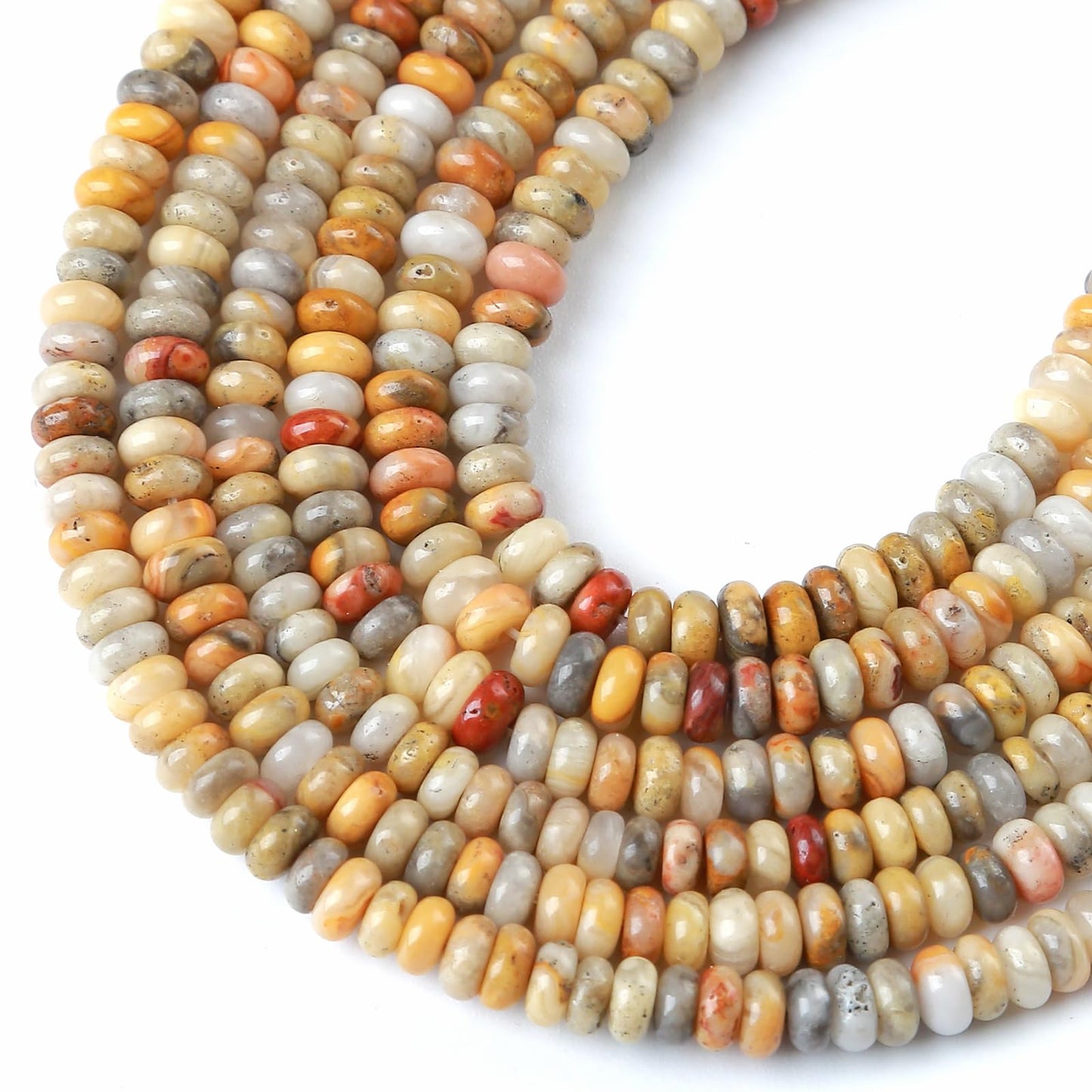 2x4MM 150PCS Crazy Lace Agate Tube Rondelle Abacus Disk Spacer Loose Beads for Jewelry Making