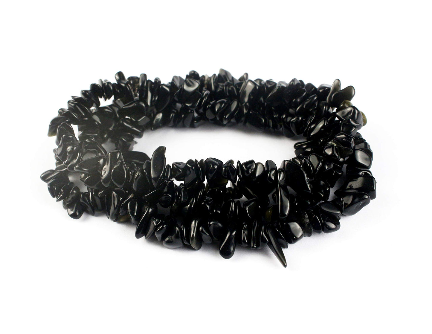 31 inches Chip Stone Loose Gemstones Beads Drilled Strand for Jewelry Making (Black Obsidian)