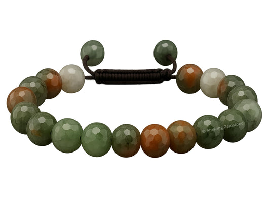 Amazing Gemstone African Bloodstone Bracelet for Women - Chakra Mens Bracelet Protection Crystals & Healing Stones - Blessing Faceted Beaded Bracelet Spiritual Meditation Gift Christmas (Adjustable)