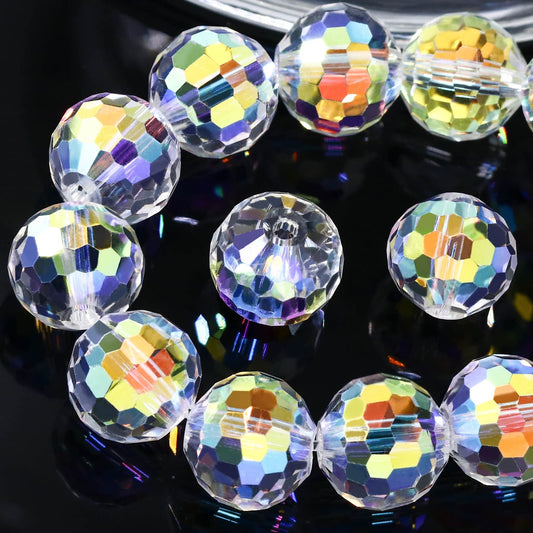 Dowarm 150PCS 6MM Round Crystal Glass Beads for Jewelry Making, AB Faceted Rondelle Spacer Beads, Loose Gemstones