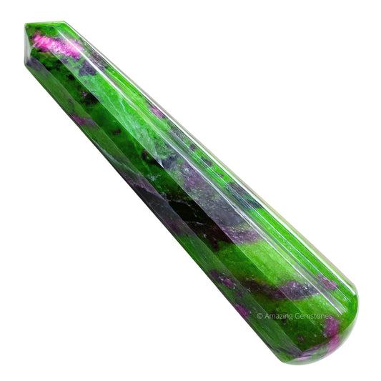 Amazing Gemstone Ruby Zoisite Crystal Wand Massage Stick - Pelvic Wand Gua Sha for Adults - Crystals and Healing Stones Massage Wands for Adults Gifts (Pointed)