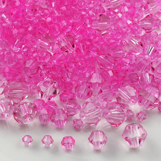 Pinhoollgo 1310pcs Bicone Crystal Glass Beads 2mm 3mm 4mm 6mm 8mm Faceted Crystal Spacer Beads for Bracelets Necklace Pendants Earrings DIY Jewelry Craft Making(Pink)