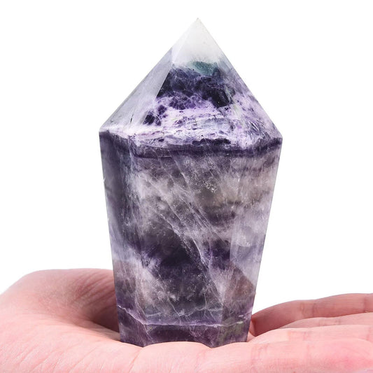 VIZYTOU Colorful Fluorite Stone Tower Obelisk Large Healing Crystal Rock Point Wand Reiki Healing Meditation Stone 1.1-1.7 LBS