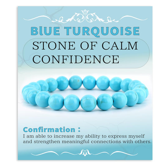 Bymitel 8mm Blue Turquoise - Handmade Reiki Gemstone Stretch Bracelet, Natural Beauty & Spiritual Essence, Crystal Healing for Unisex Adults
