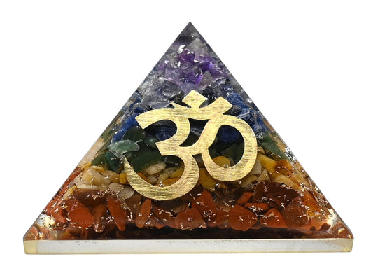 Amazing Gemstone Large Orgone Pyramid | Natural Chakra Pyramid Crystal | OM Orgonite Pyramid | Organ Pyramids Positive Energy Healing
