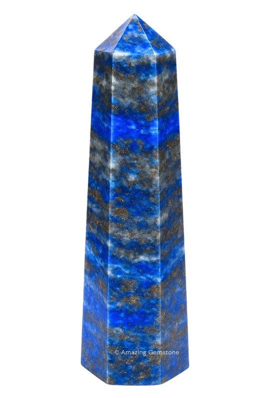 Amazing Gemstone Lapis Lazuli Crystal Towers ~ Natural Healing Crystal Point Obelisk for Reiki Healing and Crystal Grid (3" to 4" INCH)