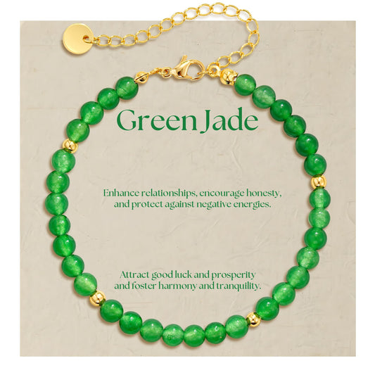 Treasure Bender Protection Beaded Bracelet for Women Men, Natural Crystals and Healing Stones Adjustable Green Jade Bracelet Jewelry Gifts for Women Men (Green Jade)