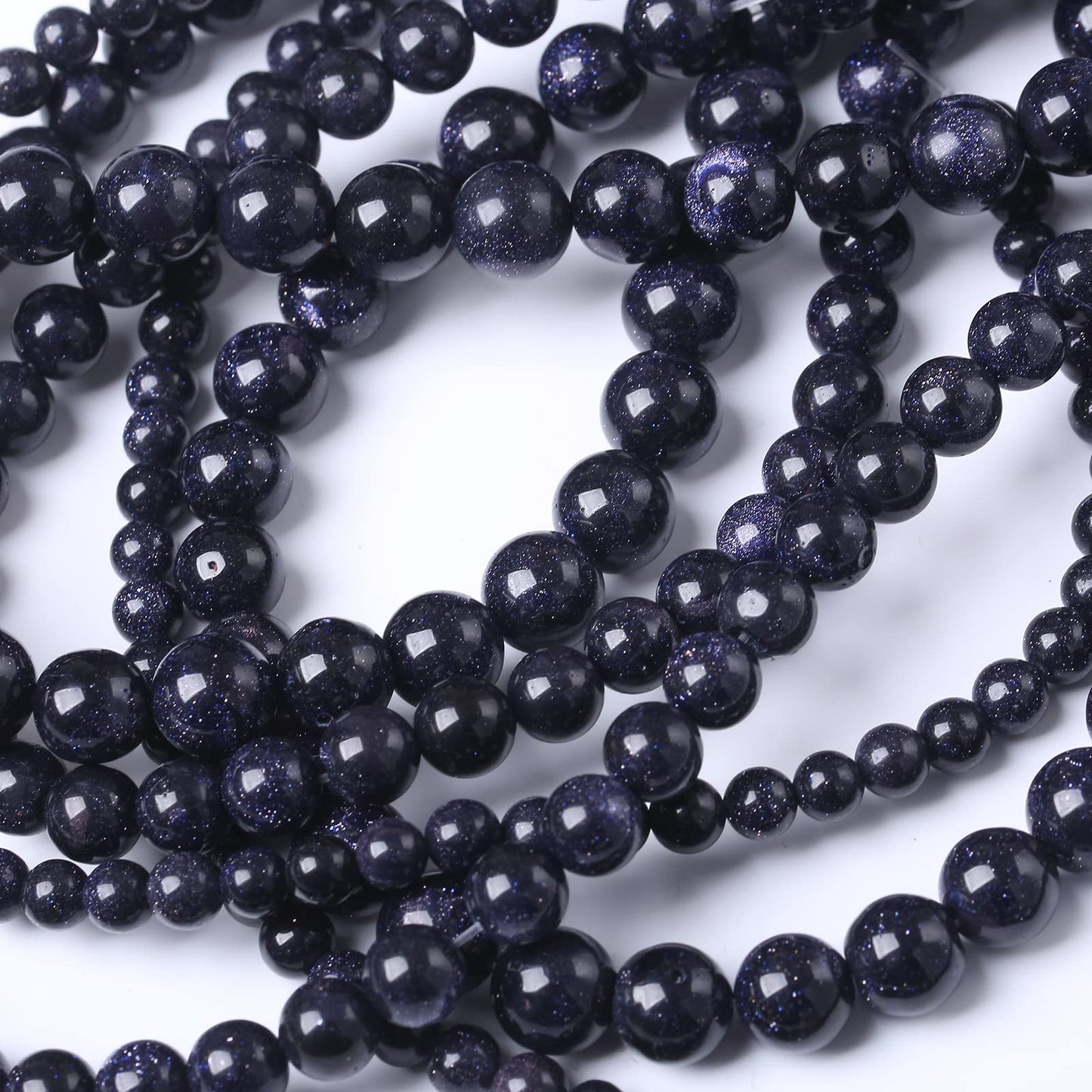 90PCS 4MM AAA Blue Sand Stone Beads Natural Gemstone Bead Crystal Healing Energy Jewelry Making DIY 17 inches